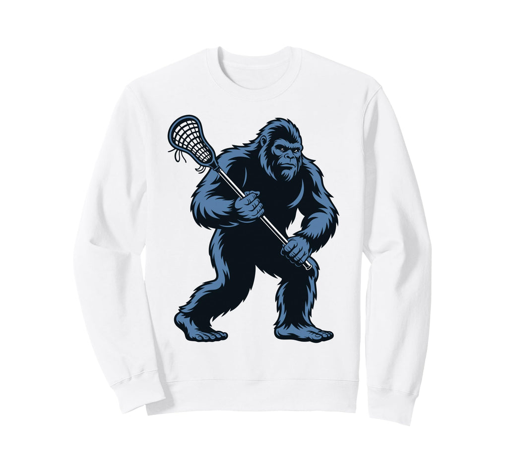 Bigfoot Lacrosse Sasquatch Lax Sweatshirt - Custom Art Print for Adults