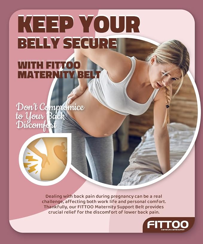 FITTOO Maternity Belt Back Support Belly Band Pregnancy Belt Support Brace Abdominal Binder Waist Support Black XL