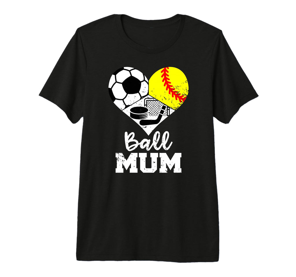 Ball Mum Funny Soccer Softball Hockey T-Shirt - Trendy Graphic for Adults