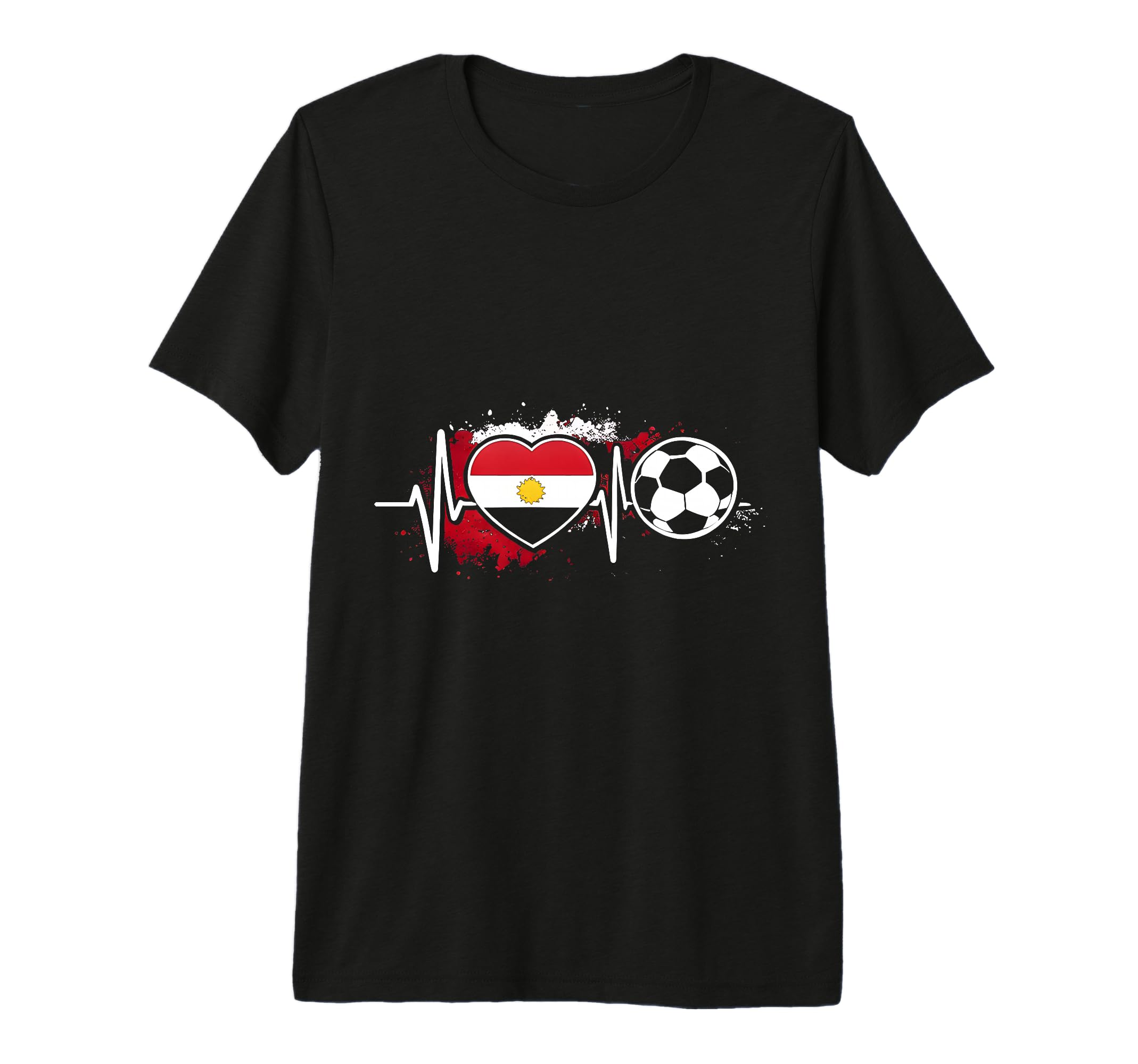 Football Pulse Egypt Flag T-Shirt - Casual Everyday Wear Men Women
