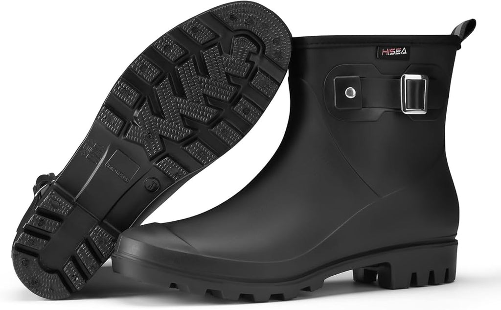 HISEA Women's Ankle Rain Boots Waterproof, Fashion Short Garden Shoes Anti-slip for Women with Comfortable Insole