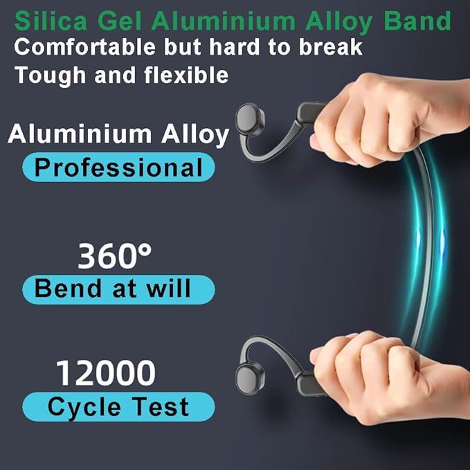IHAO Swimming Headphones True Bone Conduction Open Ear Headset MP3 Player Built-in 32G Memory IP68 Underwater Waterproof Stereo Bluetooth Earphone for Driving Bicycling Running Skiing-S10 White