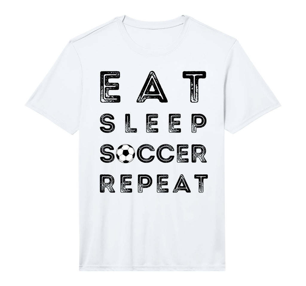 Eat Sleep Soccer Repeat Fans Funny T-Shirt - Minimalist Print for Adults