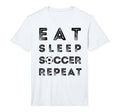Eat Sleep Soccer Repeat Fans Funny T-Shirt - Minimalist Print for Adults