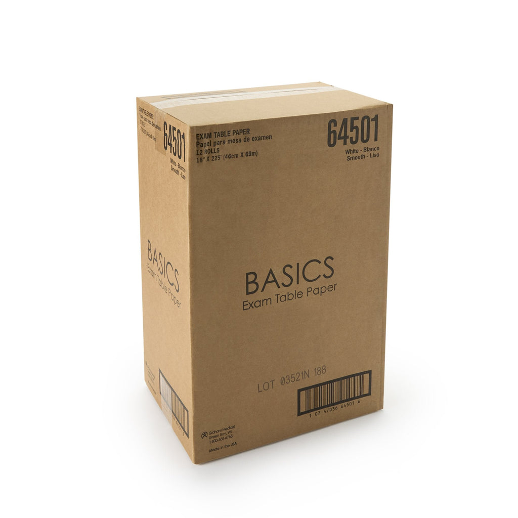 Graham Medical Table Paper, 18 Inch x 225 Foot, White 64501