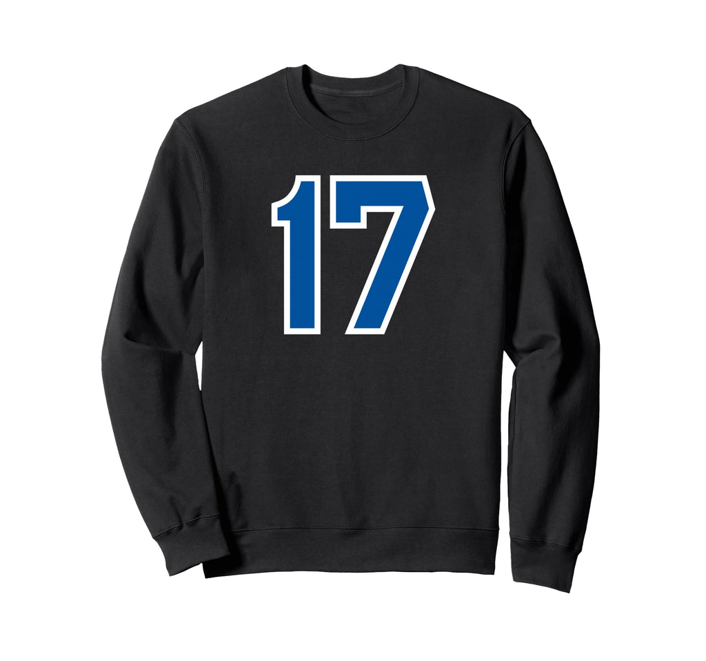 Blue Sports Team Number 17 Sweatshirt - Novelty Apparel Men Women