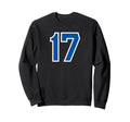 Blue Sports Team Number 17 Sweatshirt - Casual Everyday Wear Men Women