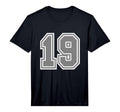 Number 19 Uni Grey Sports Team T-Shirt - Trendy Graphic for Adults