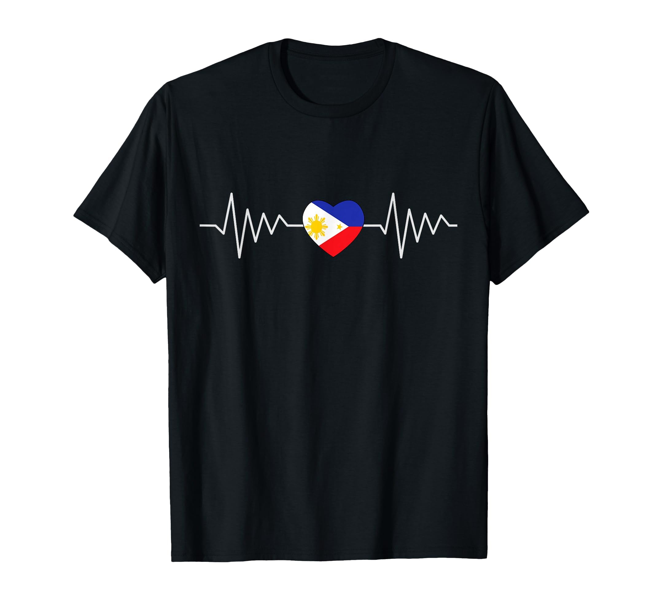 Philippines Flag Love Heartbeat T-Shirt - Minimalist Print for Adults