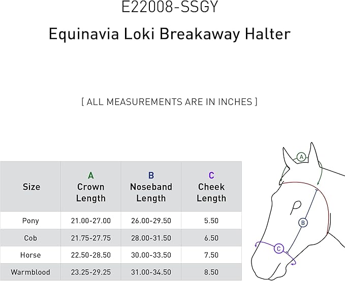 Equinavia Loki Adjustable Breakaway Horse Halter - Silver Sconce Gray - Cob