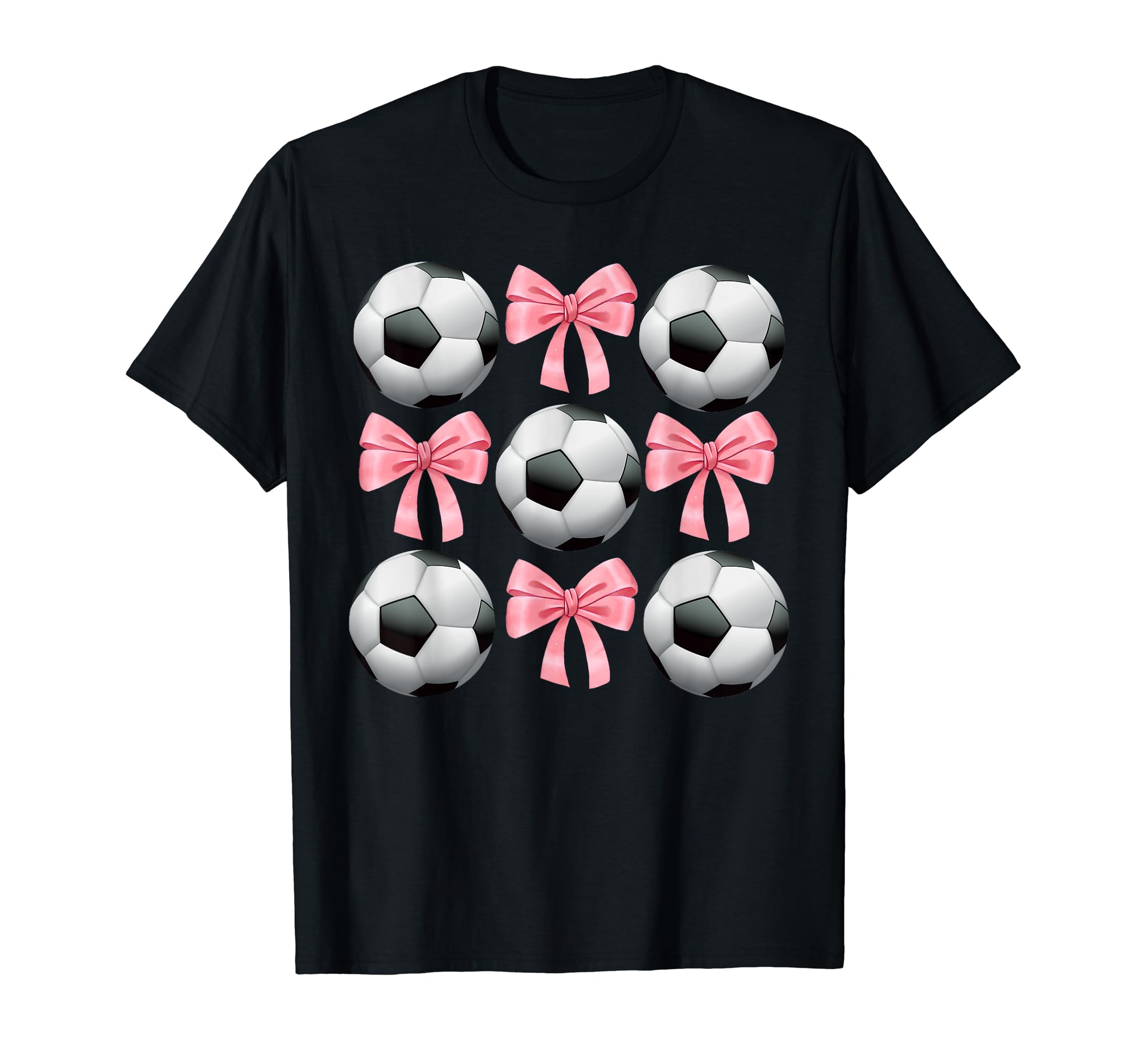 Soccer And Bows Coquette Soccer Mom T-Shirt - Novelty Apparel for Adults