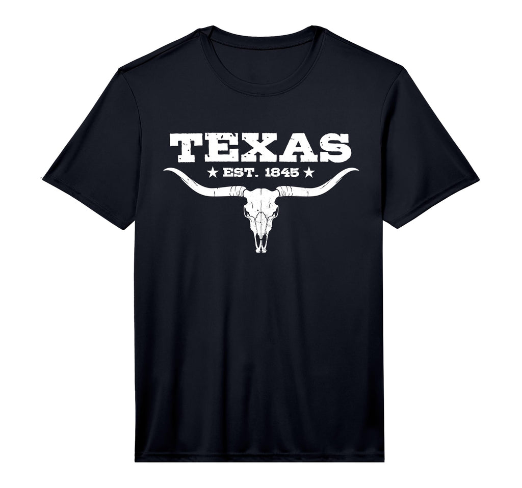 Texas Distressed Est 1845 Longhorn Bull T-Shirt - Custom Art Print Unisex