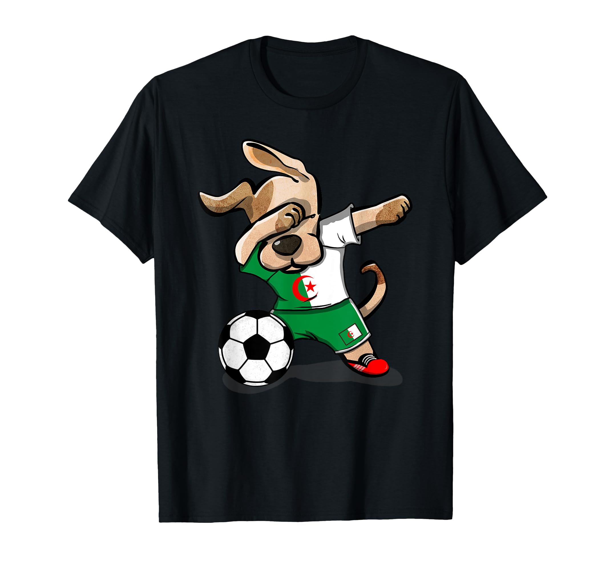 Dabbing Dog Algeria Soccer Jersey T-Shirt - Graphic Print for Adults