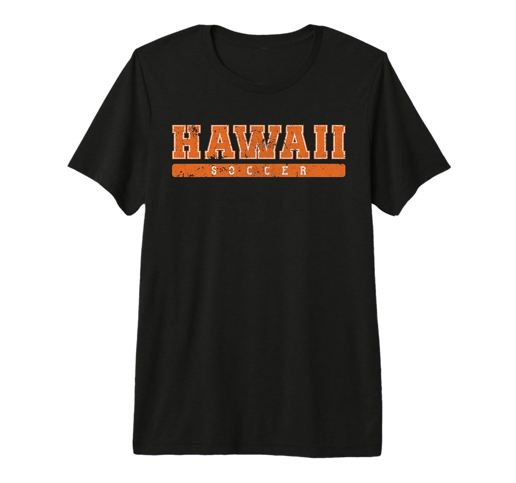 Hawaii Soccer Orange Text Tri Blend T-Shirt - Unique Graphic Unisex
