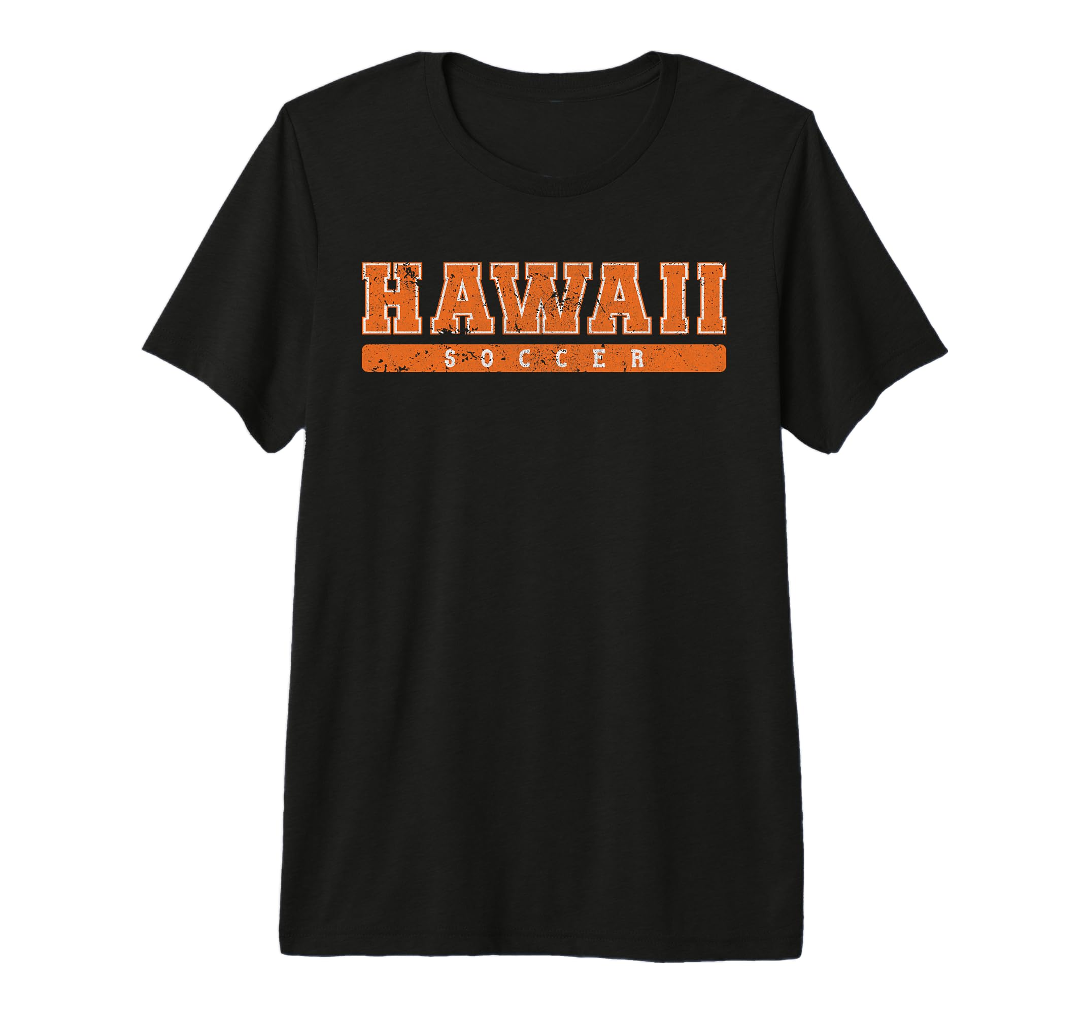 Hawaii Soccer Orange Text Tri Blend T-Shirt - Unique Graphic Unisex
