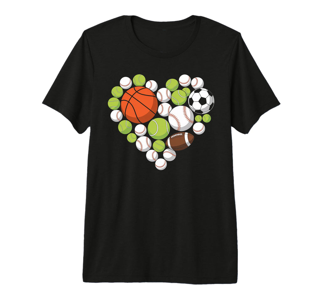 I Love Sports Basketball Football Sports T-Shirt - Unique Graphic Unisex