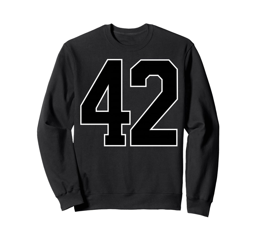 Black Sports Team Number 42 Fan Sweatshirt - Fun Novelty Design for Adults