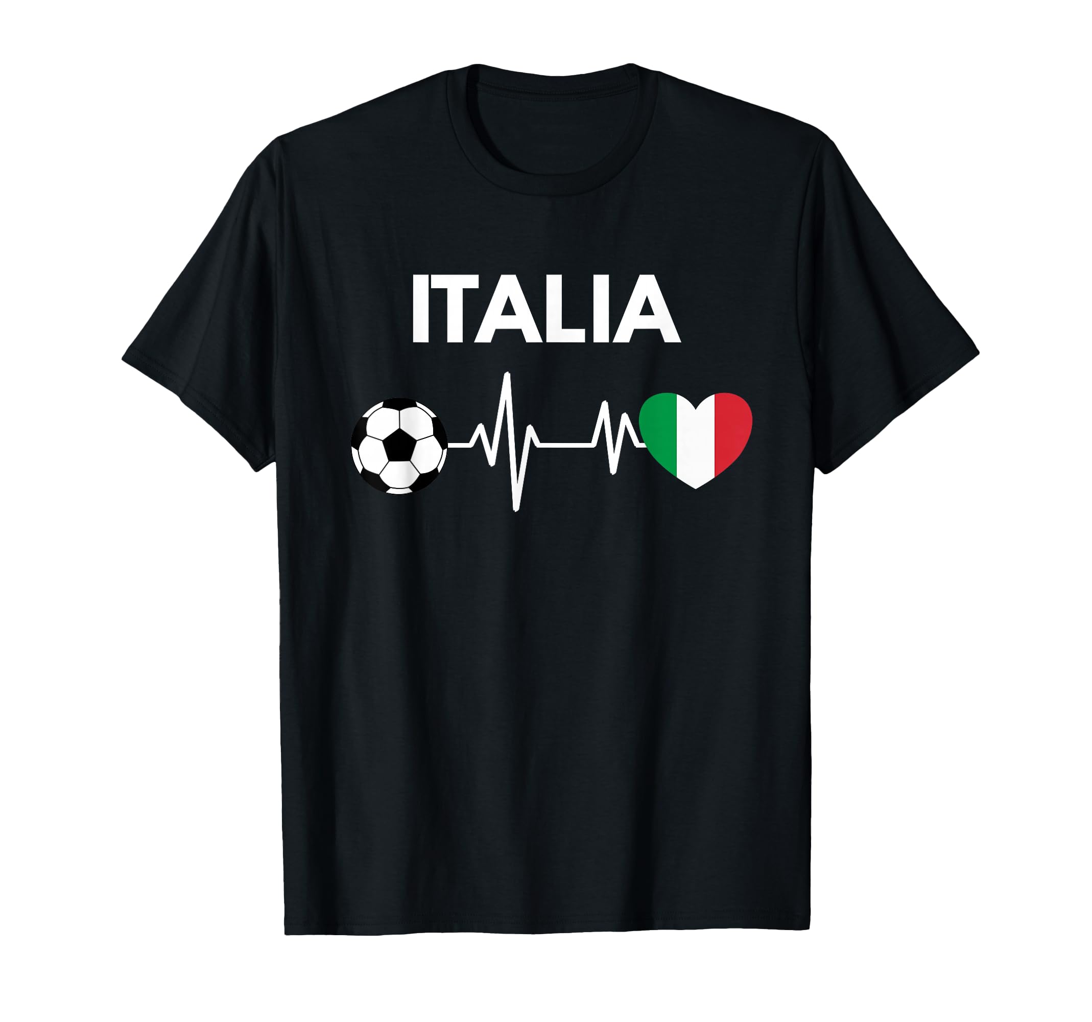 Italia Flag Heartbeat Soccer T-Shirt - Graphic Print Unisex