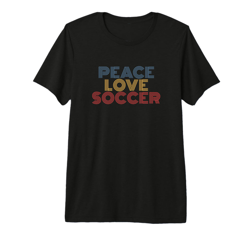Peace Love Soccer 70S Tri Blend T-Shirt - Unique Graphic for Adults
