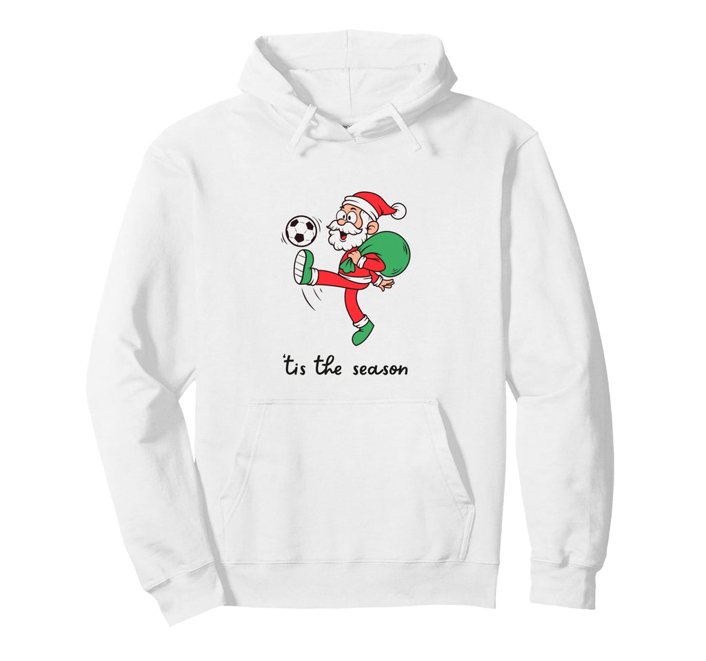 Fun Santa Footballer Soccer Player Tis Hoodie - Minimalist Print Men Women