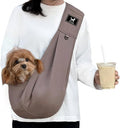 Dog & Cat Carrier Sling, Adjustable Soft Padded Shoulder Puppy Carrier, Hands-Free Dog Carrier Bag with Double Safety Buckles Premium Material for Outdoor Travel (Caramel, L)