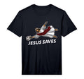 Jesus Saves Funny Soccer Goalie T-Shirt - Novelty Apparel Men Women