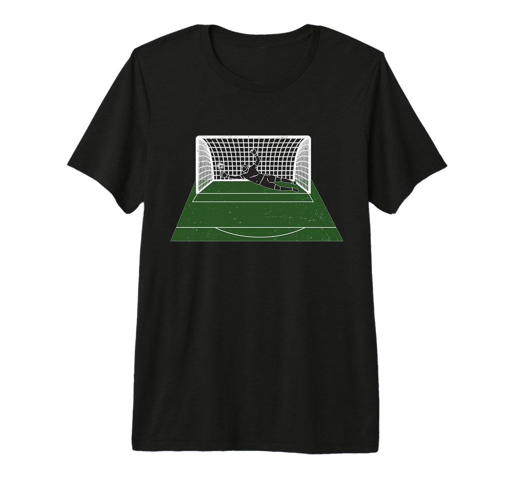 Goalkeeper Save Pitch Goal Net Soccer T-Shirt - Novelty Apparel for Adults