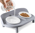 Elevated Cat Bowls, Tilted Rised Cat Food and Water Bowl with 2 Pcs Ceramic Pet Bowls, Rised Stand, Pet Dish Anti Vomiting Feeding Station for All Sized Cats & Small Dogs (Grey)