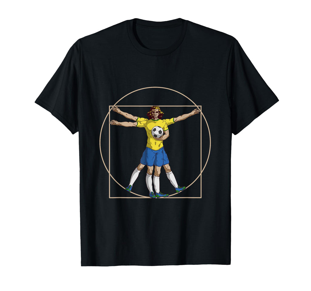 Da Vinci Vitruvian Soccer Player T-Shirt - Fun Novelty Design for Adults