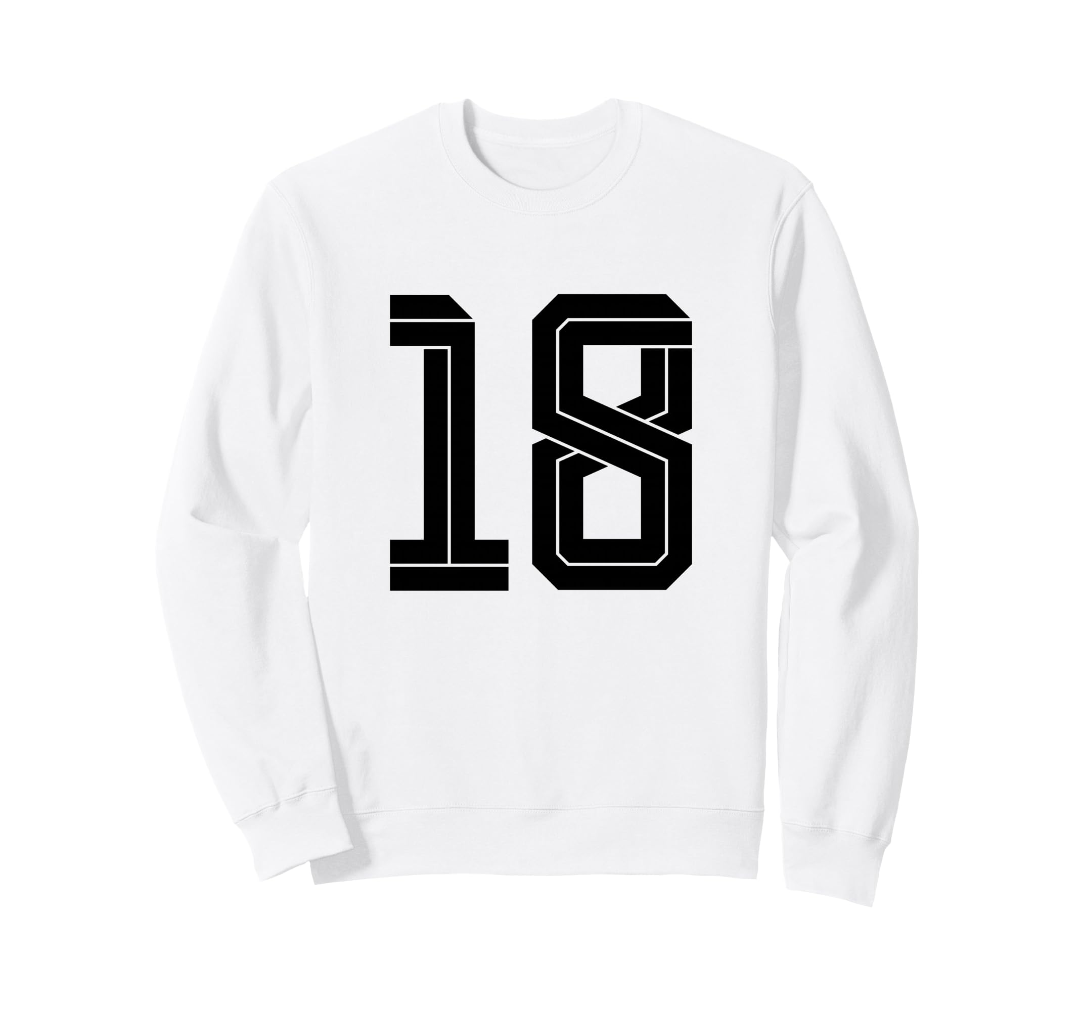 18 White Number 18 Sports Fan Sweatshirt - Fun Novelty Design for Adults