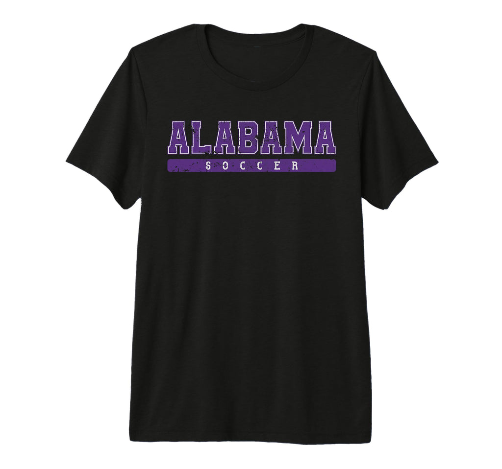 Alabama Soccer Purple Text Tri Blend T-Shirt - Trendy Graphic Men Women