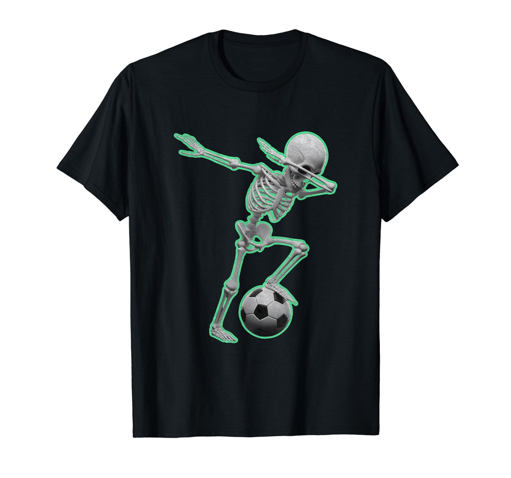 Dabbing Skeleton Soccer Spooky T-Shirt - Minimalist Print for Adults