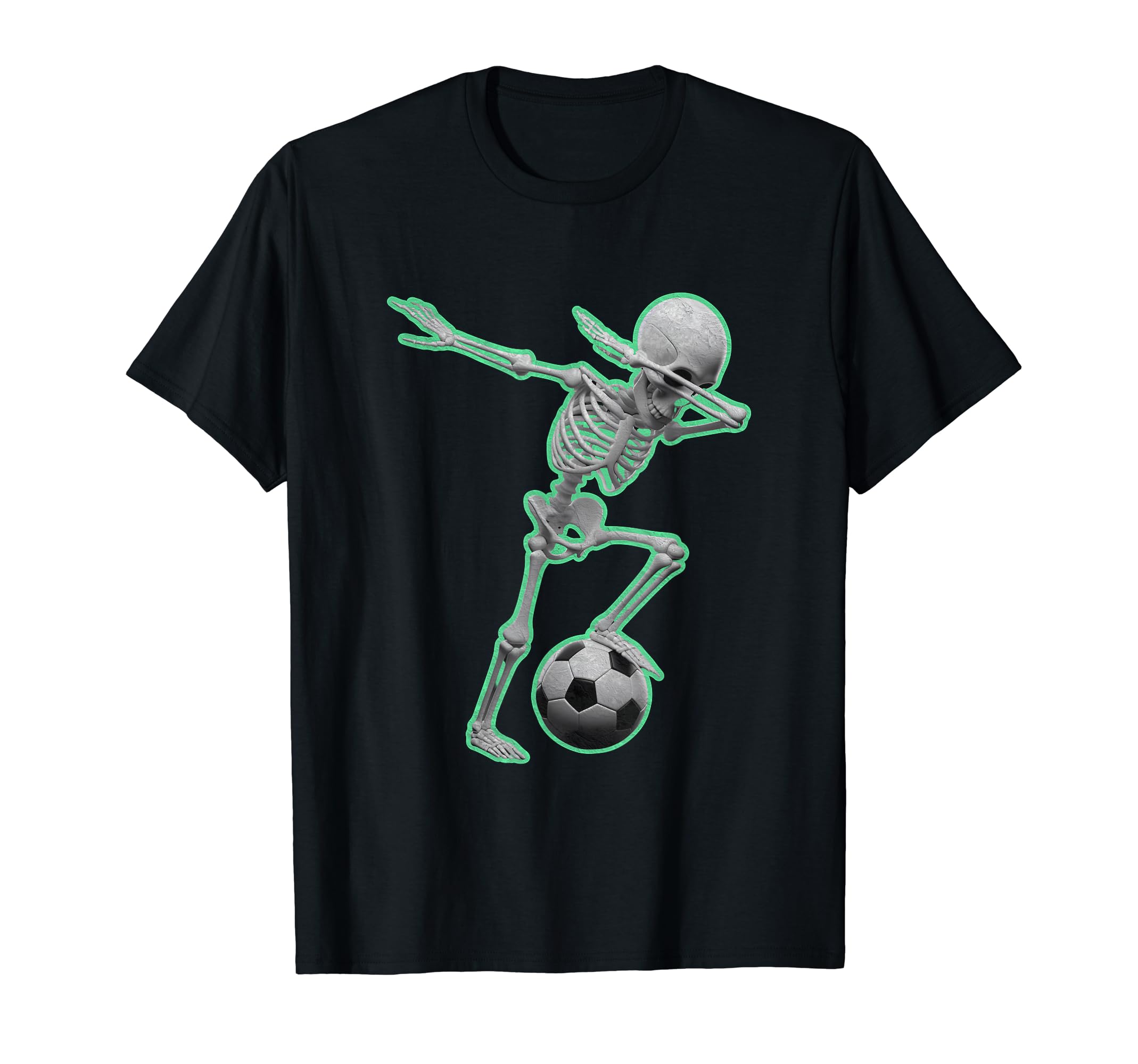 Dabbing Skeleton Soccer Spooky T-Shirt - Minimalist Print for Adults