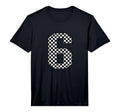 Number 6 Checkered Number T-Shirt - Fun Novelty Design for Adults