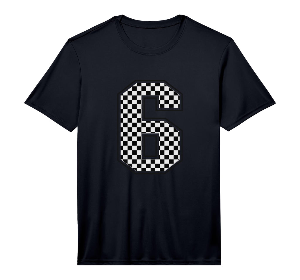 Number 6 Checkered Number T-Shirt - Fun Novelty Design Men Women