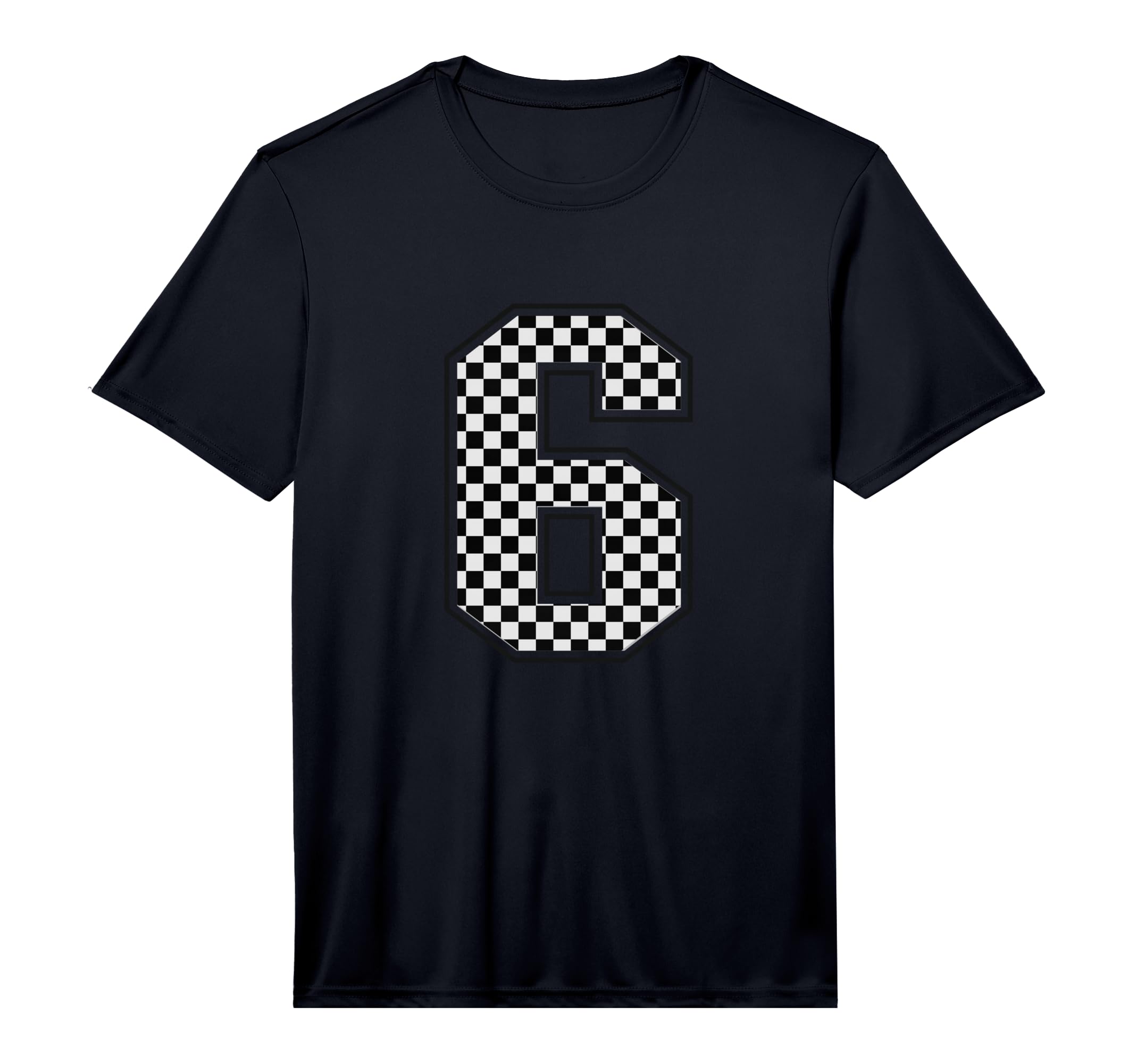 Number 6 Checkered Number T-Shirt - Fun Novelty Design Men Women