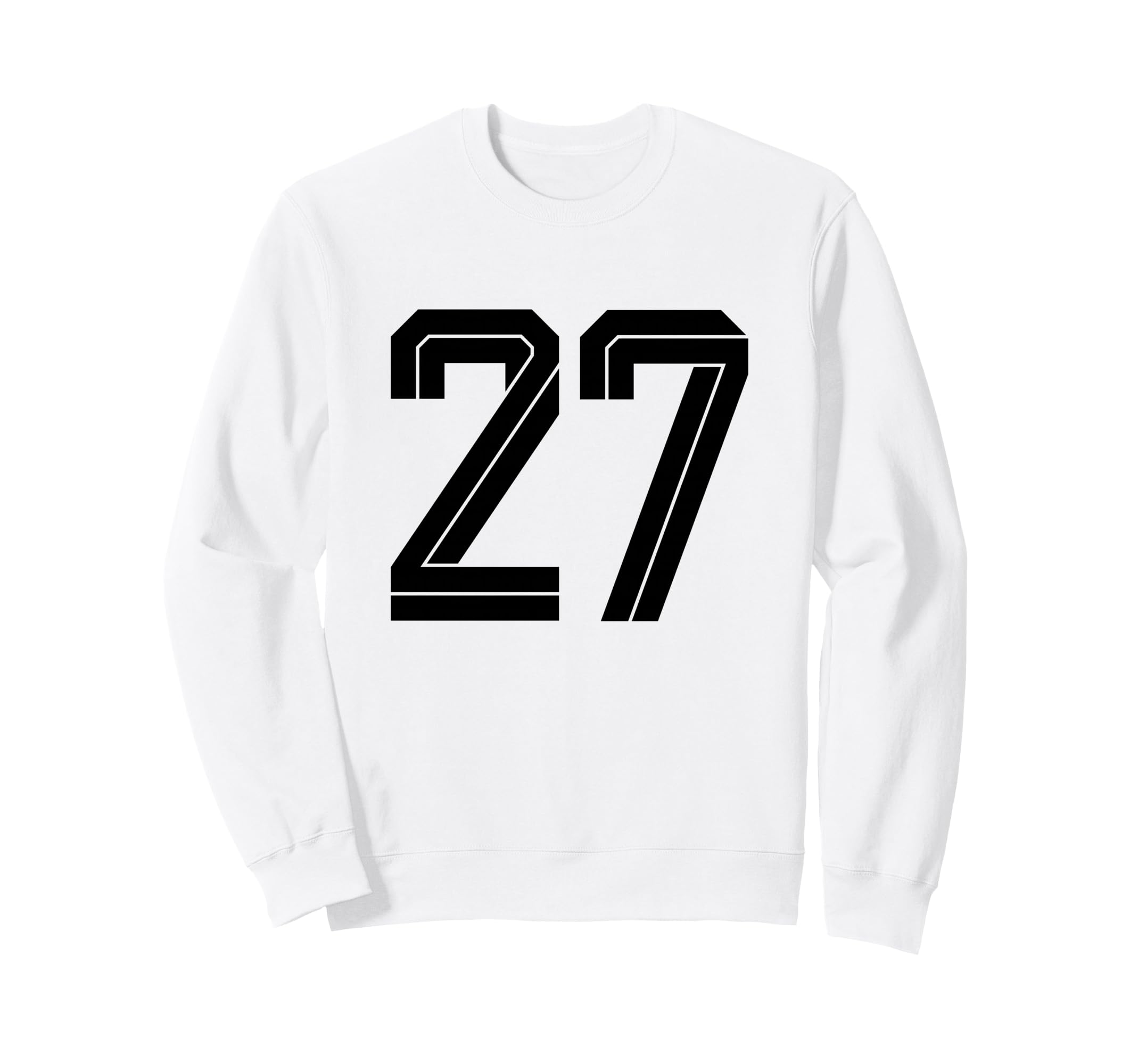 27 White Number 27 Sports Fan Sweatshirt - Fun Novelty Design for Adults
