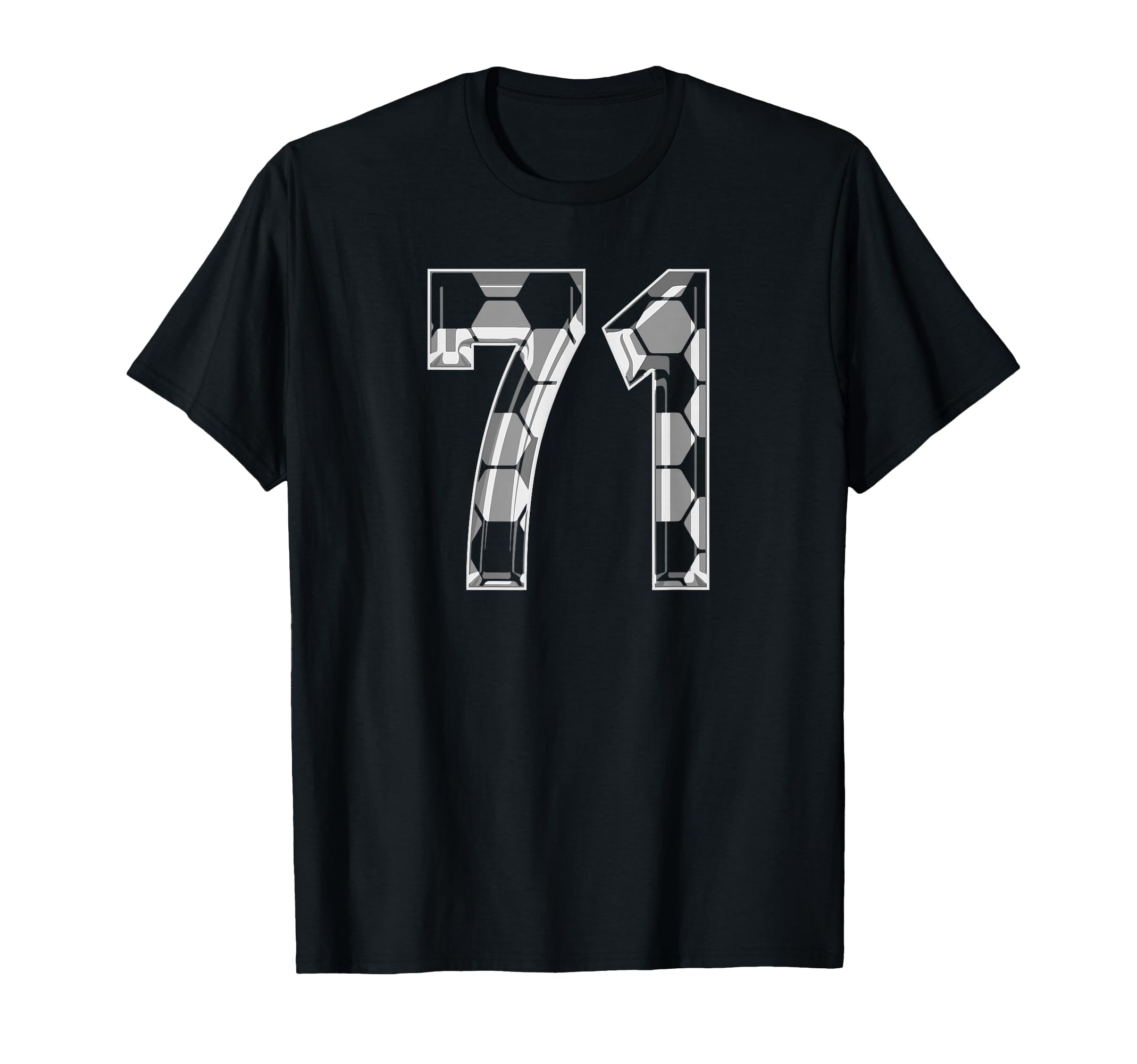 Soccer Pattern Number 71 Jersey Player T-Shirt - Unique Graphic Unisex