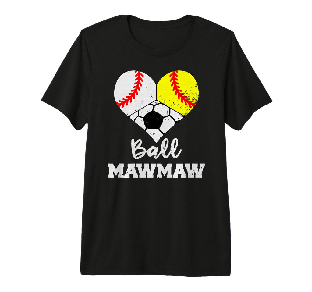 Ball Mawmaw Heart Funny Baseball T-Shirt - Casual Everyday Wear Men Women