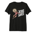 Jesus Saves Soccer Goalkeeper Fun Tri T-Shirt - Novelty Apparel Men Women