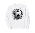 Soccer Ball Crashing Through Wall Sweatshirt - Unique Graphic Men Women