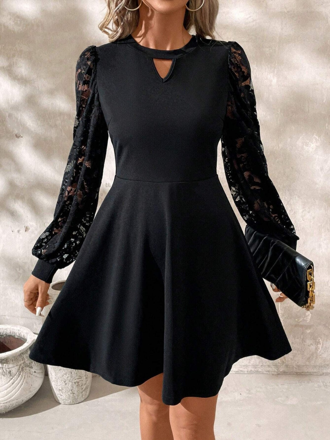 Luxury Black Long Sleeve Mini Dress Sophisticated & Timeless Dress
