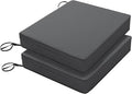 Favoyard Patio Chair Cushions 18.5 x 16 x 3 Inch Waterproof Outdoor Seat Cushions for Patio Furniture 3-Year Color Fastness Garden Sofa Couch Pads with Handle & Adjustable Straps Set of 2, Dark Grey