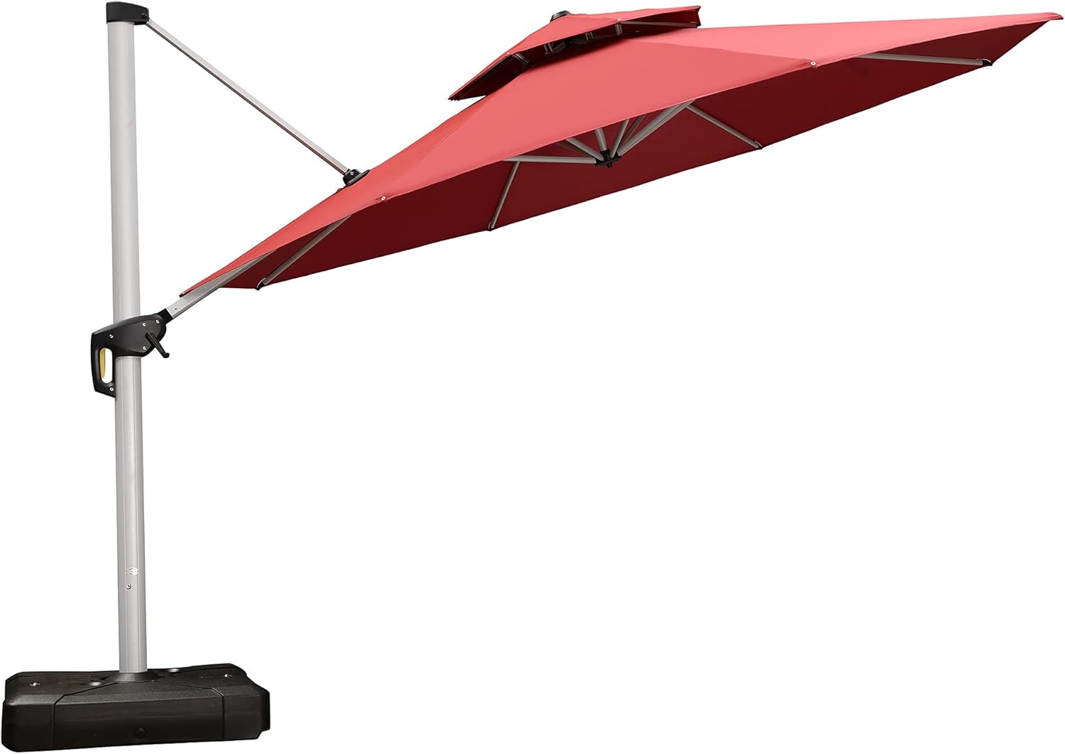PURPLE LEAF Patio Umbrella 13 Feet Double Top Round Deluxe Offset Hanging Umbrella Outdoor Market Umbrella Garden Umbrella, Terra