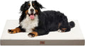 Dog Crate Bed Washable Dog Beds for Large Dogs, Big Waterproof Orthopedic Pet Bed with Egg Crate Foam Pet Mat, Removable Oxford Cooling Cover, Khaki White