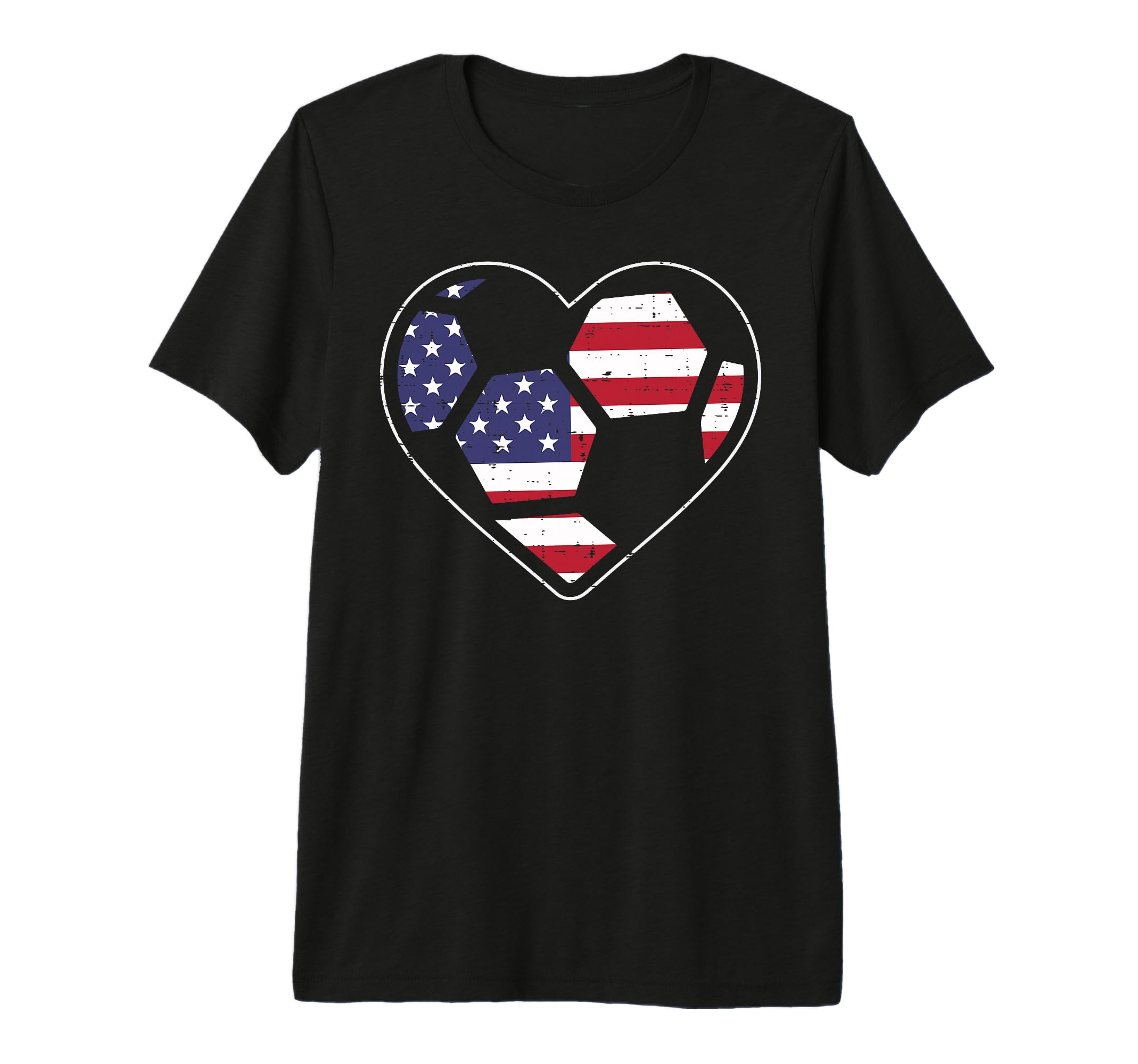 Soccer Heart Us American Flag Sports T-Shirt - Graphic Print for Adults