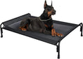 Veehoo XL Outdoor Elevated Dog Bed, Raised Dog Cot for Extra Large Dogs, Cooling Washable Waterproof Pet Hammock Beds with Slope Headrest, Breathable Mesh and Sturdy Frame, X-Large, Black, CWC2204