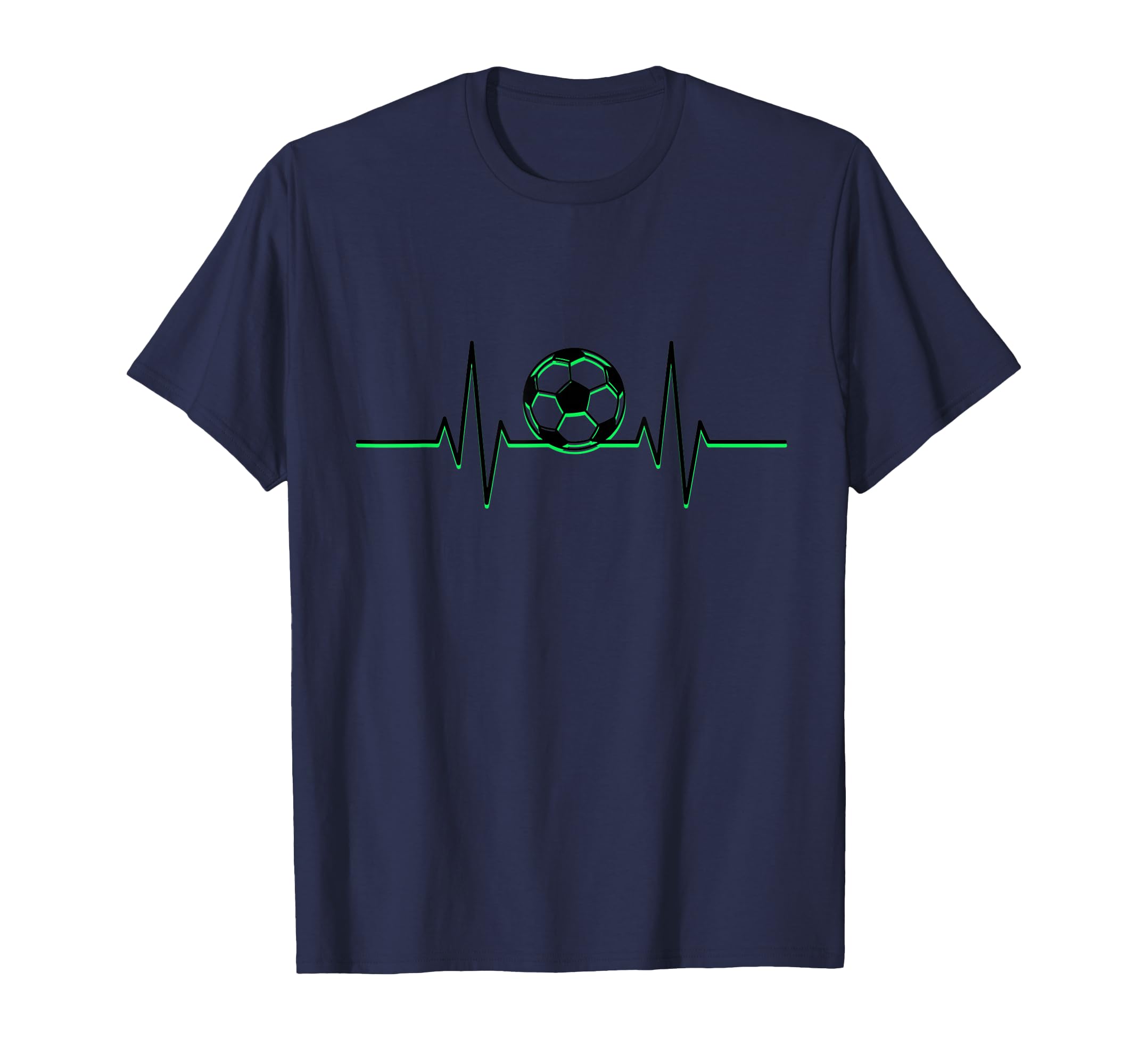 Soccer Ball Heartbeat Ekg Pulse Green Line T-Shirt - Novelty Apparel Unisex