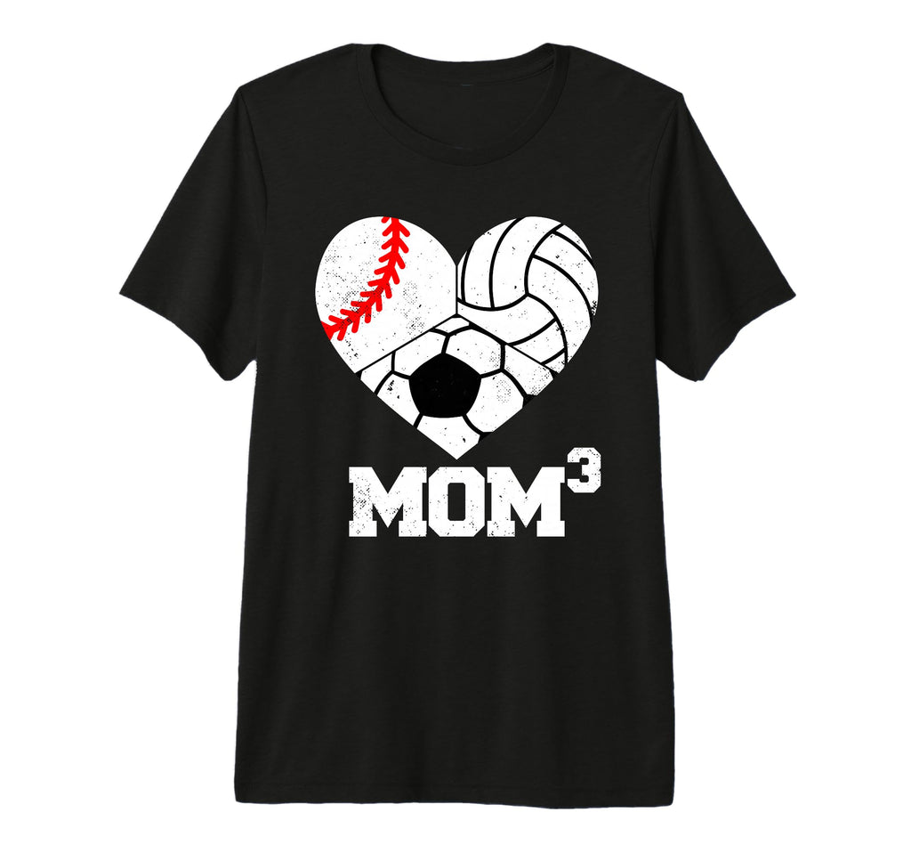 Mom Cubed Mom3 Mom Three Baseball T-Shirt - Trendy Graphic for Adults