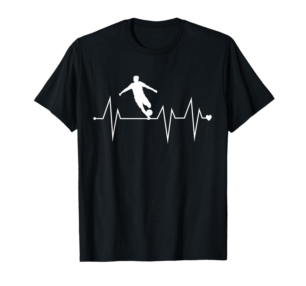 Funny Soccer Player Heartbeat Heart T-Shirt - Novelty Apparel Men Women